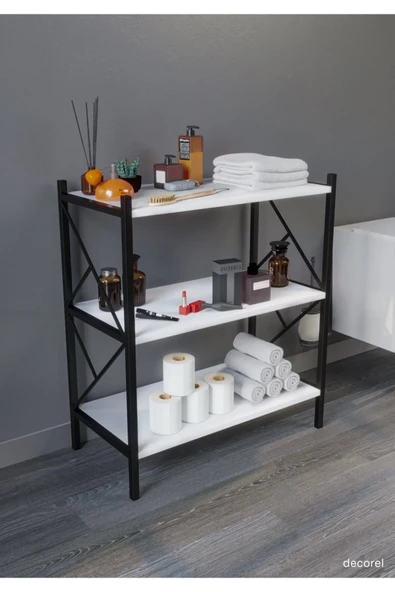 Morpanya Rose Banyo Düzenleyici Banyo Dolabı Çok Amaçlı Dolap 3 Katlı Metal Mutfak Düzenleyici