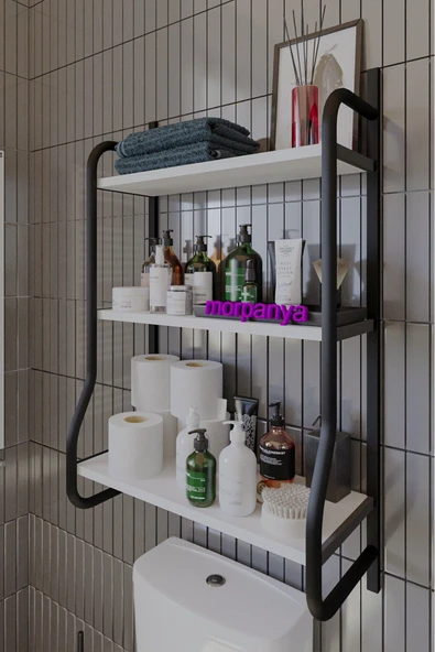 Morpanya Elonyss Klozet Üstü Düzenleyici Raf Banyo Düzenleyici Raf Klozet Üstü Raf Banyo Raf Dolap