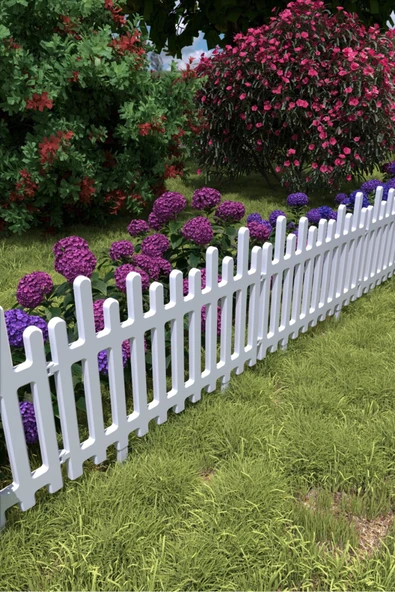 Morpanya Flower Plastik Bahçe Çiti Bordür Bahçe Koruma Dekorasyonu Kırılmaz Bahçe Çit12 Ad (6,6 MT) Beyaz - 3