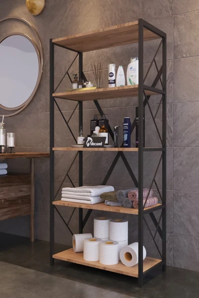 Morpanya Moni Metal Banyo Rafı Ünite 5 Raflı Banyo Düzenleyici Raf  Havlu Rafı Havluluk 150 cm - 4