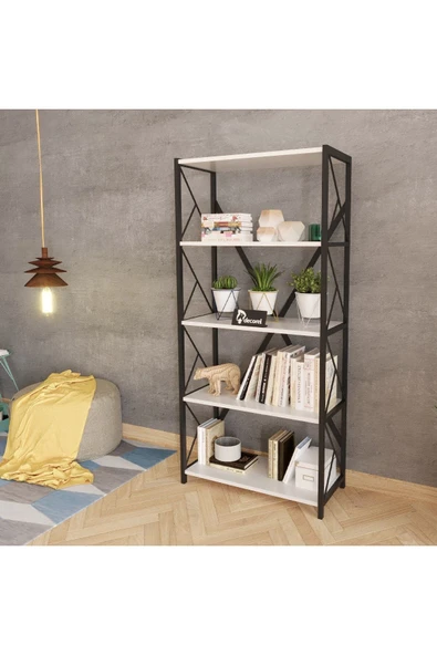 Morpanya Serra Metal Kitaplık 5 Raflı Çok Amaçlı Dosya Kitap Rafı Ofis Salon Mutfak Raf 150 Cm - 2