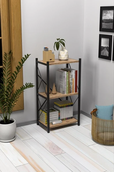Morpanya Veni Metal Tekli Kitaplık 3 Raflı Çok Amaçlı Dosya Kitap Rafı Ofis Salon Rafı