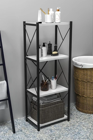 Morpanya Noraca Banyo Düzenleyici Banyo Dolabı Çok Amaçlı Dolap 4 Katlı Metal Mutfak Düzenleyici