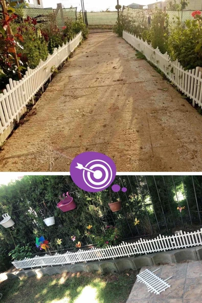 Morpanya Dekoratif Bahçe Çiti Plastik Çit Peyzaj Koruma Panel Çit 1 Adet 59 Cm Beyaz - 6