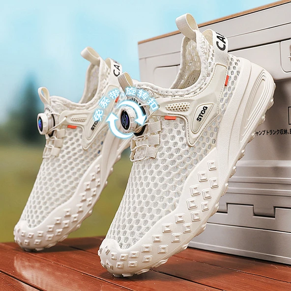 Unisex Hızlı Kuruyan Fileli Spor Ayakkabı (Bej)