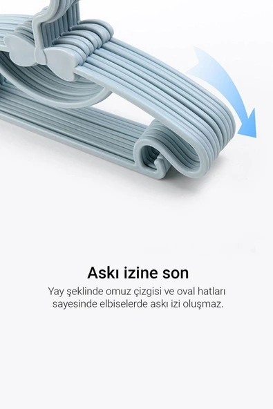 Morpanya Sweet 12 Adet Mavi Bebek Elbise Askısı 30 Cm Fiyonklu Kelebek Bebek Çocuk Kıyafet Askısı - 4