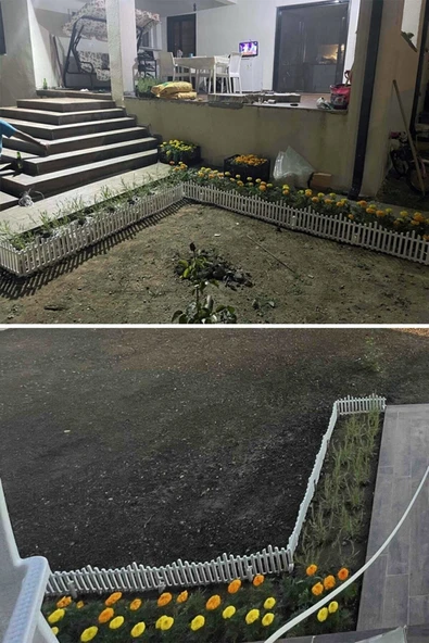 Morpanya Çit Bahçe Çiti Dekoratif Plastik Bahçe Çiti 9.44 Mt Peyzaj Koruma Panel Beyaz - 7