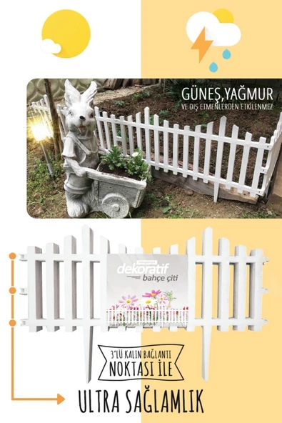 Morpanya Dekoratif Bahçe Çiti Plastik Çit Peyzaj Koruma Panel Çit 1 Adet 59 Cm Beyaz