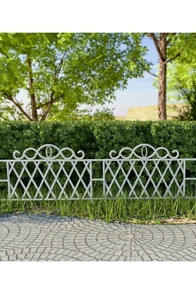 Morpanya Dekoratif Ferforje Bahçe Çiti Plastik Çit  Peyzaj Koruma Panel Çit 1 Adet 50cm Beyaz - 2