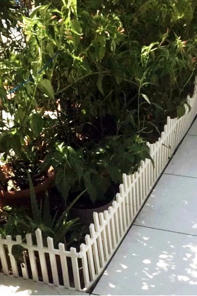 Morpanya Dekoratif Bahçe Çiti Plastik Çit Peyzaj Koruma Panel Çit 8 Adet (4.72 Mt) Beyaz Çiçek Çiti - 5