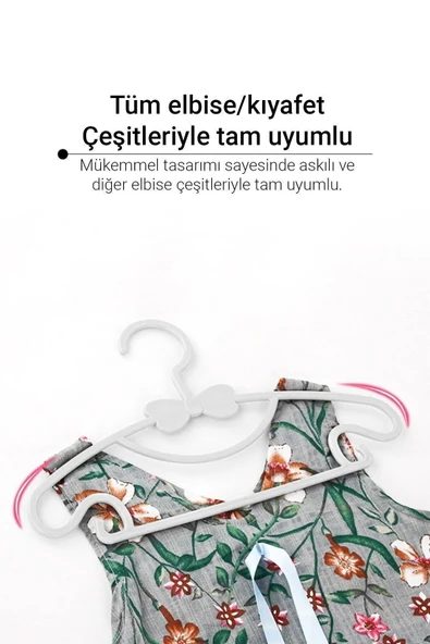 Morpanya Sweet 12 Adet Beyaz Bebek Elbise Askısı Fiyonklu Kelebek Bebek Çocuk Kıyafet Askısı - 3