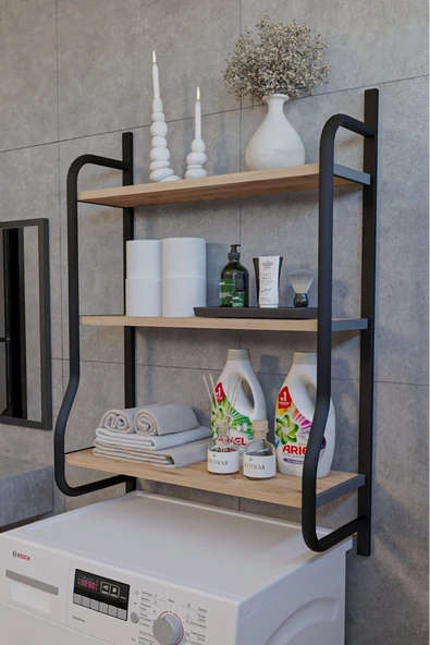 Morpanya Bony Çamaşır Makinesi Üstü Düzenleyici Raf Banyo Dolabı Rafı Makina Üstü Dolap Raf - 4