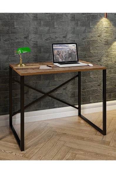Morpanya Metal Çalışma Masası Laptop Bilgisayar Masası Ofis Masası 60x90 Cm Ceviz - 4