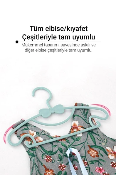 Morpanya Sweet 12 Adet Mavi Bebek Elbise Askısı 30 Cm Fiyonklu Kelebek Bebek Çocuk Kıyafet Askısı - 2