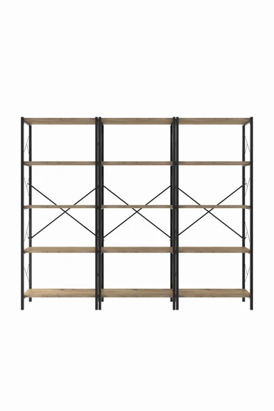 Morpanya Star Metal Kitaplık 5 Raflı Çok Amaçlı Dosya Kitap Rafı Ofis Salon Raf 150 Cm - 5