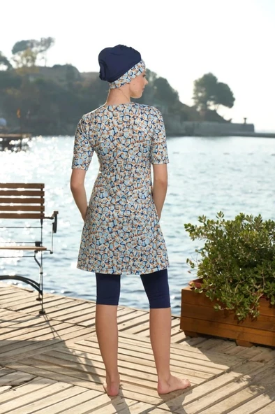 Estiva 25834 Dijital Desenli Kısa Kol Yarı Kapalı Mayo - 8