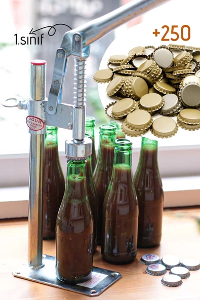Morpanya Şişe Kapatma Aleti Soda Gazoz Kapağı Kapama Makinası 250 Adet Kapak