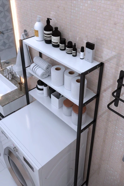 Morpanya Nova Çamaşır Makinesi Üstü Düzenleyici Raf Banyo Dolabı Rafı Makina Üstü Dolap Raf - 3