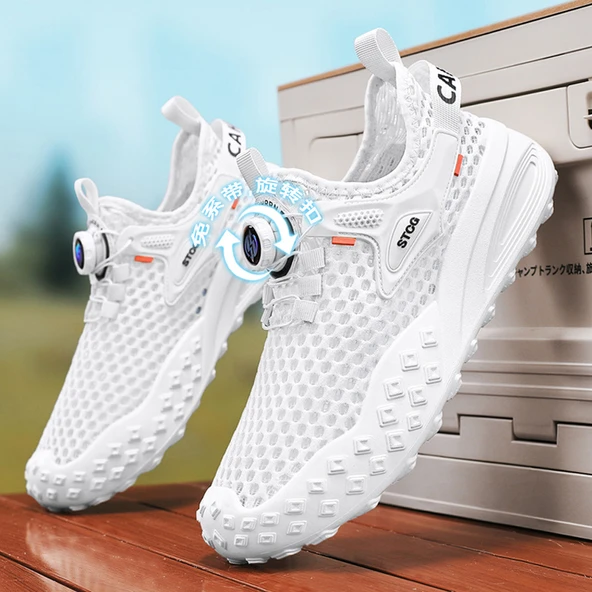 Unisex Hızlı Kuruyan Fileli Spor Ayakkabı (Beyaz)