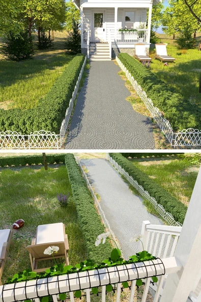 Morpanya Dekoratif Ferforje Bahçe Çiti Plastik Çit  Peyzaj Koruma Panel Çit 1 Adet 50cm Beyaz - 7