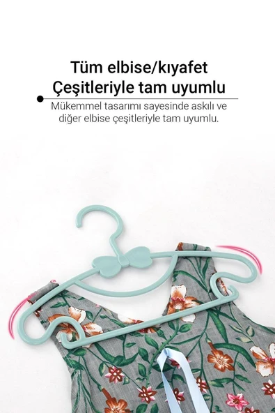 Morpanya Kiti 12 Adet  Bebek Elbise Askısı Fiyonklu Kelebek Bebek Çocuk Kıyafet Askısı - 3