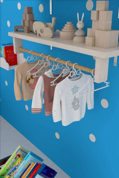 Morpanya Poti Çocuk Elbise Askısı 12 Adet Bebek Askısı Fiyonklu Bebek Çocuk Kıyafet Askısı - 3