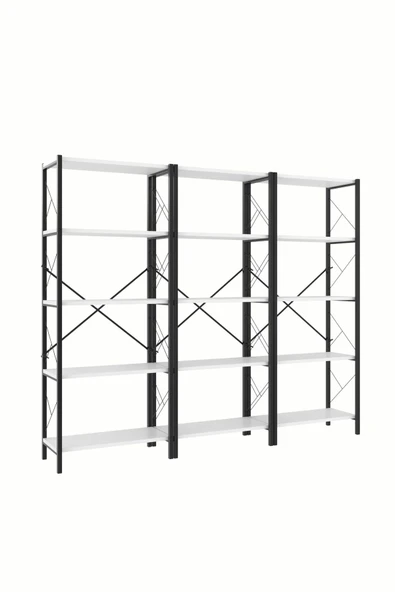 Morpanya Star Metal Kitaplık 5 Raflı Çok Amaçlı Dosya Kitap Rafı Ofis Salon Raf 150 Cm - 4