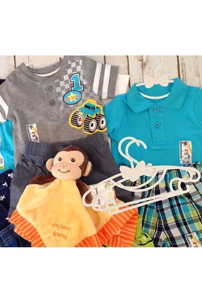 Morpanya Sweet 24 Adet Beyaz Bebek Elbise Askısı 30 Cm Fiyonklu Kelebek Bebek Çocuk Kıyafet Askısı - 5