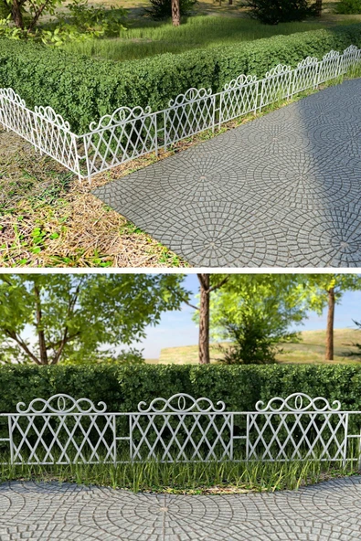 Morpanya Dekoratif Ferforje Bahçe Çiti Plastik Çit  Peyzaj Koruma Panel Çit 1 Adet 50cm Beyaz - 6