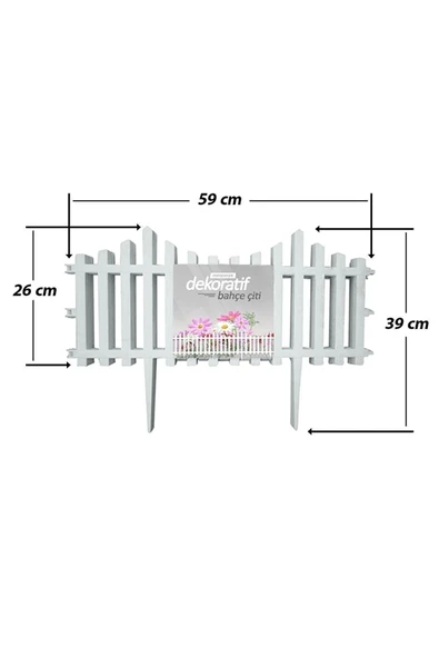 Morpanya Dekoratif Bahçe Çiti Bordür Kırılmaz Plastik Çit 59 Cm Tek Peyzaj Koruma Panel Beyaz - 3
