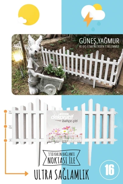 Morpanya Çit Bahçe Çiti Dekoratif Plastik Bahçe Çiti 9.44 Mt Peyzaj Koruma Panel Beyaz