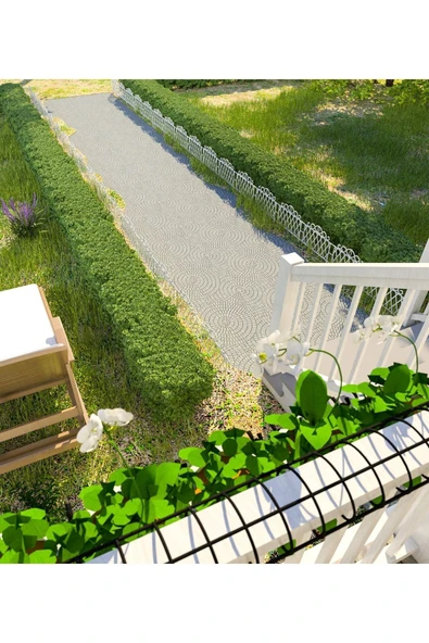 Morpanya Dekoratif Ferforje Bahçe Çiti 25 Li (12.5 MT) Beyaz Plastik Çit Çiçek Çiti Peyzaj Koruma Panel Çit - 7