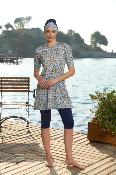 Estiva 25834 Dijital Desenli Kısa Kol Yarı Kapalı Mayo - 2