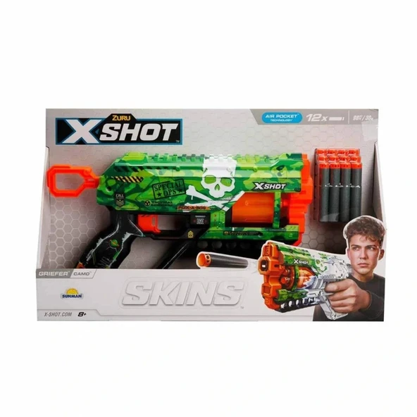36561 X-Shot Skins Griefer 12 Mermili Sünger Dart Atan Silah 32 cm - 2