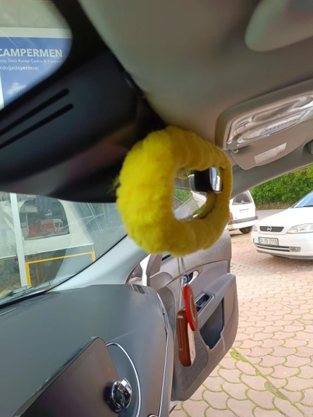 Peluş Dikiz Ayna Kılıfı Süs Sarı - 2