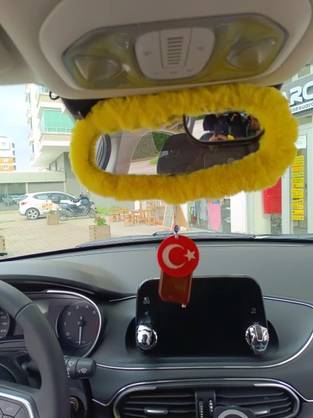 Peluş Dikiz Ayna Kılıfı Süs Sarı - 3