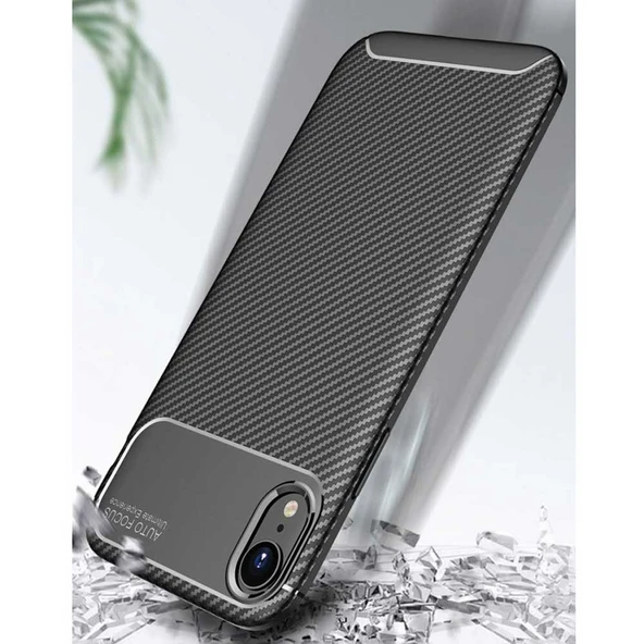 Apple iPhone XR Karbon Desenli Negro Silikon Kılıf - Resim 5