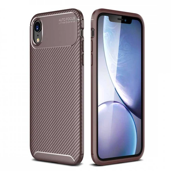 Apple iPhone XR Karbon Desenli Negro Silikon Kılıf - Resim 3