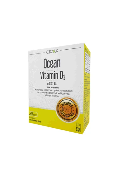 Vitamin D3 600 IU Oral Sprey 20 ml D3 Vitamini İçeren Takviye Edici Gıda