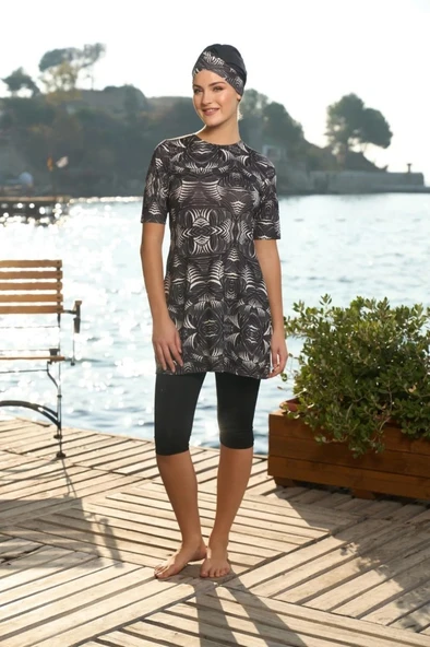 Estiva 25833 Kısa Kol Havuz Yarı Tesettür Mayo - Resim 8