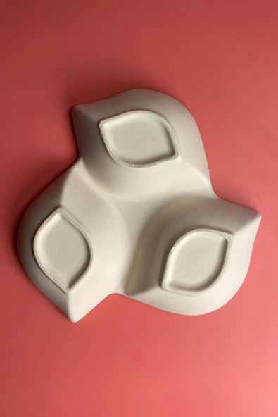 3'Lü Yaprak Çerezlik - Seramik Bisküvi (Ham Ürün) - Resim 3