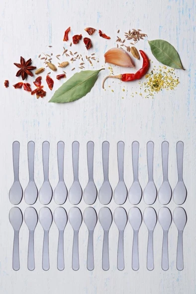 Flora 24’lü Baharat Kaşığı Seti Plastik, Tuz Şeker Karabiber Kakao Kahve Kekik Kaşığı 24’lü Set - 3