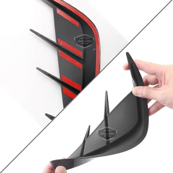 Üniversal Her Araca Uyumlu Piano Black Esnek Tampon Kaput Çamurluk Venti Izgarası Spor Görünümlü 1.Sınıf İthal Sağ Sol 2 Adet - 4