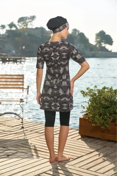 Estiva 25833 Kısa Kol Havuz Yarı Tesettür Mayo - Resim 7