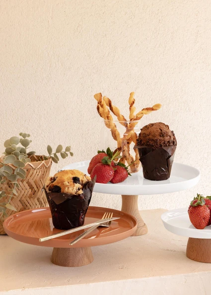 The Mia Limoges Ahşap Ayaklı Tabak Terracota 21x7 cm - Resim 4