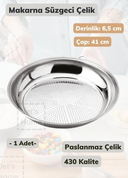 Makarna Süzgeci 41 cm Paslanmaz Çelik Süzgeç İnce