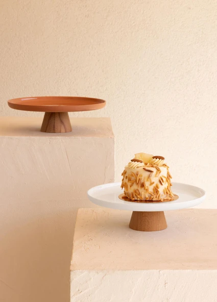 The Mia Limoges Ahşap Ayaklı Tabak Terracota 21x7 cm - Resim 5