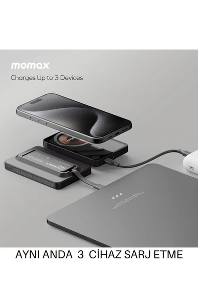 MOMAX Power X Pro Magnetic Wireless 10000mAH SİYAH - 5