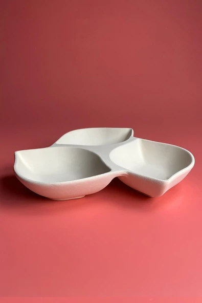 3'Lü Yaprak Çerezlik - Seramik Bisküvi (Ham Ürün) - Resim 2