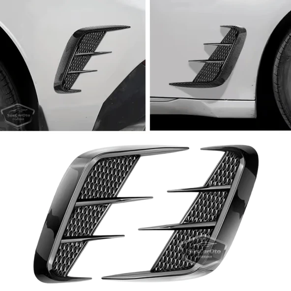 Üniversal Her Araca Uyumlu Piano Black Esnek Tampon Kaput Çamurluk Venti Izgarası Spor Görünümlü 1.Sınıf İthal Sağ Sol 2 Adet